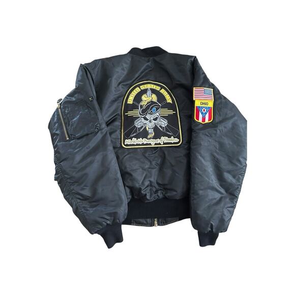 Rothco Other - Vintage MA-1 Rothco Ultra Force Jacket Large Black Army Flyer Patches Bomber